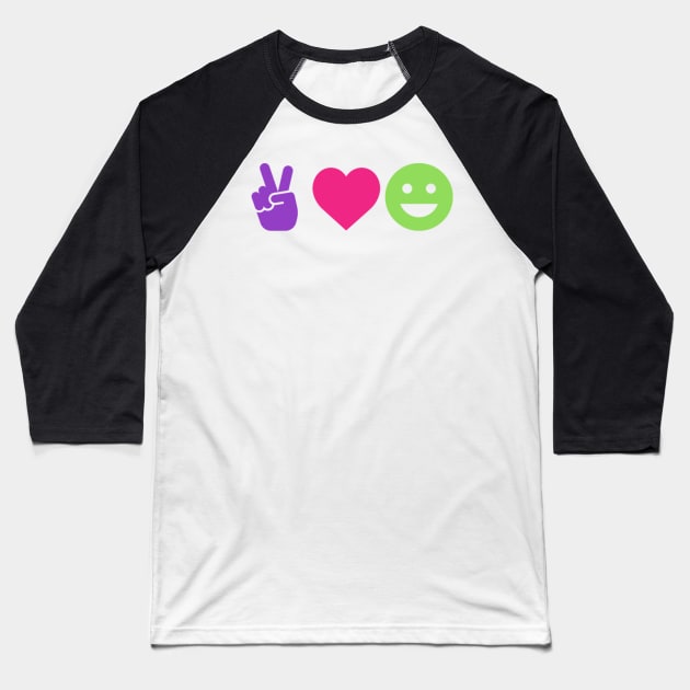 Peace Love Happiness Baseball T-Shirt by wahmsha